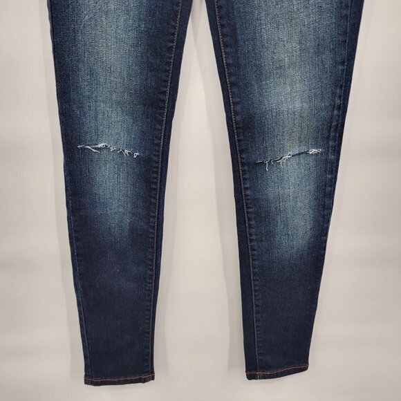 New Sneak Peek Women Blue Distressed High Rise Button Fly Skinny Jeans Size 25 - Picture 4 of 14